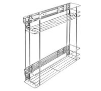 Kitchen Pull-Out Basket Drawer 20 cm (Narrow) | 2 Baskets | Chrome | Telescopic | with Front Holder | Full Extension | Maximum 30 kg