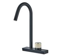 Kitchen Pull-Out Faucet 360 Degree Rotation Raining Mixer Deck Mounted Water Taps Square;Cold Flying Rain Sink Tap Easy Installation(Black C 2 Ways)