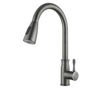 Kitchen Pull Out Taps Stainless Steel Gooseneck Kitchen Sink Mixer Tap Shower Attachment Head Hose Spray Grey(Grey)