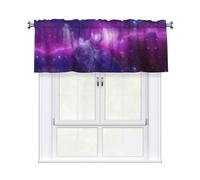 Kitchen Purple&Blue Galaxy Print Curtain Valance 54x18inch,Filtering Semi Sheer,1 Panel Short Curtains For Bedroom,Bathroom