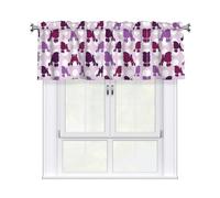 Kitchen Purple Poodle Polka Dot Print Curtain Valance 54x18inch,Filtering Semi Sheer,1 Panel Short Curtains For Bedroom,Bathroom