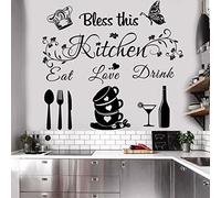 Kitchen Quote Wall Stickers Kitchen Wall Decor Kitchen Wall Decals Dining Room Wall Quotes Bless this Kitchen Vinyl DIY Art Peel and Stick Wall Art Kitchen Wall Decor for Home Office School Coffee