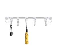 Kitchen Rail - Space-Saving Kitchen Hooks, No-Drill Sliding Wall Hangers | Adhesive Pot Pan Organizer, Multi-Purpose Utensil Rail Rack for Spoons Ladles, Durable Wall-Mounted Storage Solution