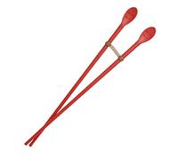 Kitchen Reusable 12 in Long Non Slip Silicone Cooking Chopstick with Spoon and Band, Stainless Steel Reinforced, Tempura, Frying, Hot Pot, Non Scratch Utensil, BPA Free, Made in Korea (Red)
