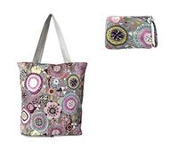 Kitchen Reusable Foldable Grocery Bags Folding Shopping Tote Bag with Zipper, Grey, L