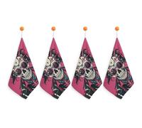 Kitchen Rock Brothers Skulls Hand Towels with Hanging Loops, Highly Absorbent & Quick Drying Towels for Kitchen Bathroom, Microfiber Cleaning Cloth, Dish Towel, Tea Towel Decorative, Dish Rag(12x12)