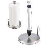 Kitchen Roll Holder, Kitchen Roll Holder Under Cabinet, Single Hand Operable with Adjustable Damper, Free Standing Paper Towel Holder (Silver)