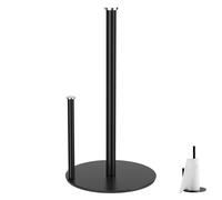 Kitchen Roll Holder Matte Black Stainless Steel Paper Towel Holder with Weighted Anti-Slip Base & Tension Arm Free Standing Kitchen Tissue Organiser for Modern Home Countertop Cabinet Dining Table