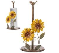 Kitchen Roll Holder Sunflower Paper Towel Holder Metal Free-Standing Kitchen Towel Rack Non Slip Countertop Organizer Vintage Farmhouse Home Decoration (Sunflower)