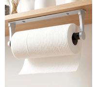 Kitchen Roll Holder under Cabinet, Adhesive or Screw Fixed Options Kitchen Roll Holder Wall Mounted, Aluminum Alloy Paper Towel Holders for kitchenette, Bathroom, Living Room, Sliver