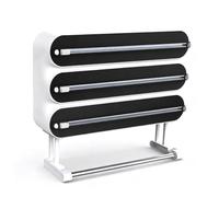 Kitchen Roll Holder Wall, Cling Film Dispenser and Aluminium Foil Drawer, Aluminium Foil Dispenser and Freshness, Wall Roll Holder Kitchen 4 Rolls No Drilling Required