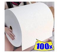 Kitchen Roll Reusable Cleaning Cloths Household Kitchen Rags Non-Woven Dish Rag Wash Paper Towels Non-Stick Oil Dishcloths Wipes for Home Care and Cleaning(Silver)