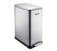 Cooks Professional Slimline Dual Recycle Pedal Bin 50L | 20 + 30L Removable Compartments & Soft Close Lid | Double Section Stainless Steel Kitchen or Office Dustbin for Recycling or Waste | Black