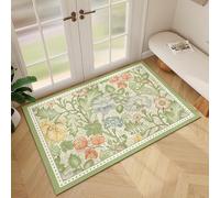 Kitchen Rug 40X60Cm+40X120Cm Blue Flower 2 Piece Kitchen Floor Mats Non Slip Oil Resistant Washable,Anti Fatigue Waterproof Leather For Standing Desk, Office