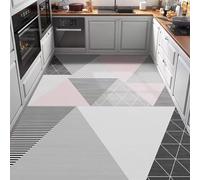 Kitchen Rug 40X60Cm+40X120Cm Pink Grey 2 Piece Kitchen Floor Mats Non Slip Oil Resistant Washable,Anti Fatigue Waterproof Leather For Standing Desk, Office