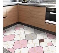 Kitchen Rug 40X60Cm+40X120Cm Pink White 2 Piece Kitchen Floor Mats Non Slip Oil Resistant Washable,Anti Fatigue Waterproof Leather For Standing Desk, Office