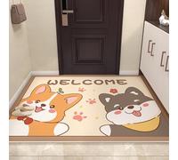 Kitchen Rug 40X60Cm+40X120Cm Yellow Dog 2 Piece Kitchen Floor Mats Non Slip Oil Resistant Washable,Anti Fatigue Waterproof Leather For Standing Desk, Office