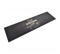 vidaXL Kitchen Rug Anti-Fatigue Mat Runner - Machine Washable, Soft Black Velvet Top, Skid-Resistant Latex Base, 180x60 cm, Multicolour