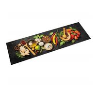 vidaXL Kitchen Rug Anti Fatigue Runner - 180x60 cm Black Spices Velvet Mat with Non-Slip Latex Backing, Machine Washable, Versatile Indoor/Outdoor Use