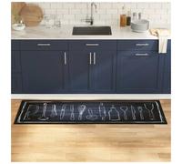 Kitchen Rug Grey Velvet 180x60 cm Non-Slip Absorbent Soft-Touch Machine Washable