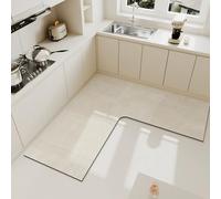 Kitchen Rug Mat Non Slip Washable Rugs L-shaped Quick-Drying Diatom Mud Abstract Art Hallway Bath Floor Doormat Long Carpets for Bathroom, Laundry Room, Sink Carpet Runners, 120x45 cm, Style 6