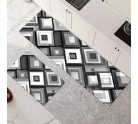Kitchen Rug Set 2 Piece 120x180cm+120x360cm super Absorbent kitchen mat Quick Drying hallway runner rug carpet runners Anti Fatigue non-Slip Washable Door Floor Mat for Bathroom Decor Classic 6-484