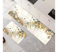 Kitchen Rug Set 2 Piece 120x180cm+120x360cm super Absorbent kitchen mat Quick Drying hallway runner rug carpet runners Anti Fatigue non-Slip Washable Door Floor Mat for Bathroom Home Decor Cream 6-476