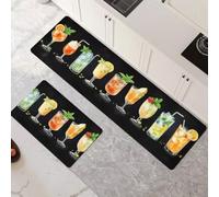 Kitchen Rug Set 2 Piece 30x50cm+30x90cm super Absorbent kitchen mat Quick Drying hallway runner rug carpet runners Anti Fatigue non-Slip Washable Door Floor Mat for Bathroom Decor Blackboard 6-564