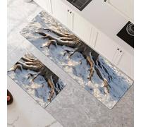 Kitchen Rug Set 2 Piece 30x50cm+30x90cm super Absorbent kitchen mat, Quick Drying hallway runner rug, carpet runners Anti Fatigue non-Slip Washable Door Floor Mat for Bathroom Home Decor Snow 6-452
