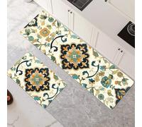 Kitchen Rug Set 2 Piece 30x50cm+30x90cm super Absorbent kitchen mat Quick Drying hallway runner rug, carpet runners Anti Fatigue non-Slip Washable Door Floor Mat for Bathroom Home Decor Mandala 6-1348
