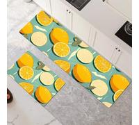 Kitchen Rug Set 2 Piece 50x80cm+50x150cm super Absorbent kitchen mat Quick Drying hallway runner rug carpet runners Anti Fatigue non-Slip Washable Door Floor Mat for Bathroom Decor Turquoise 6-440