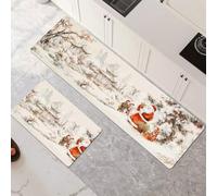 Kitchen Rug Set 2 Piece 90x140cm+90x270cm super Absorbent kitchen mat, Quick Drying hallway runner rug, carpet runners Anti Fatigue non-Slip Washable Door Floor Mat for Bathroom Home Decor Cream 6-536