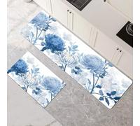 Kitchen Rug Set, 2 Pieces Non Slip and Anti Fatigue Kitchen Mat, Absorbent Carpet, Hallway Runner Washable Rug and Floor Mats, Dining Room, Entryway and Home Decoration Arts 50x80cm+50x150cm 1-1059