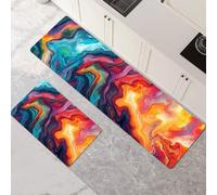 Kitchen Rug Set 2 Pieces Non Slip and Anti Fatigue Kitchen Mat Absorbent Carpet Hallway Runner Washable Rug and Floor Mats Dining Room Entryway and Home Decoration Abstract 50x80cm+50x150cm 1-1081