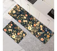 Kitchen Rug Set, 2 Pieces Non Slip and Anti Fatigue Kitchen Mat, Absorbent Carpet, Hallway Runner Washable Rug and Floor Mats, Dining Room, Entryway and Home Decoration Vintage 80x120cm+80x240cm 1-767