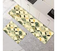 Kitchen Rug Set, 2 Pieces Non Slip and Anti Fatigue Kitchen Mat, Absorbent Carpet, Hallway Runner Washable Rug and Floor Mats, Dining Room, Entryway and Home Decoration Arts 50x80cm+50x150cm 1-1057