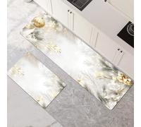Kitchen Rug Set 2 Pieces Non Slip and Anti Fatigue Kitchen Mat Absorbent Carpet Hallway Runner Washable Rug and Floor Mats Dining Room Entryway and Home Decoration Christmas 50x80cm+50x150cm 1-1021