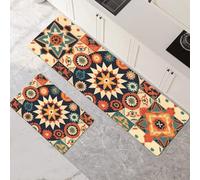 Kitchen Rug Set 2 Pieces Non Slip and Anti Fatigue Kitchen Mat Absorbent Carpet Hallway Runner Washable Rug and Floor Mats Dining Room Entryway and Home Decoration Colourful 50x80cm+50x150cm 1-1019