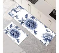 Kitchen Rug Set, 2 Pieces Non Slip and Anti Fatigue Kitchen Mat, Absorbent Carpet, Hallway Runner Washable Rug and Floor Mats, Dining Room, Entryway and Home Decoration White 80x120cm+80x240cm 1-819