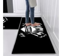 Kitchen Rug Set 2 Pieces Non Slip and Anti Fatigue Kitchen Mat Set, Washable Kitchen Floor Mat For Kitchen ,Standing Mats for Office Home Decoration Indoor Outdoor (Kitchen-black, 40x60cm+40x120cm)