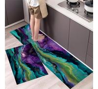 Kitchen Rug Set of 2 Abstract Mountains Non Slip Kitchen Floor Mat Luxury Marble Standing Mats Long Carpet Runners for Home Office Green 40x60cm+40x120cm