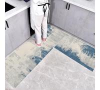 Kitchen Rug Sets 3 Piece Kitchens Mats Non Slip Washable Runners Floor Mat blue Modern Abstract distressed texture for Kitchen Laundry Room Hallway 40x60+40x120cm