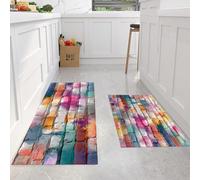 Kitchen Rug Sets 3 Piece Kitchens Mats Non Slip Washable Runners Floor Mat pink Abstract Design Watercolor brick wall for Kitchen Laundry Room Hallway 45x75+45x150cm