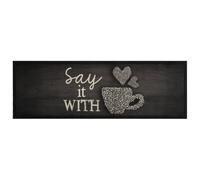 Kitchen Rug Washable Cup Black 60 x 180 cm Velvet with Non-Slip Latex Backing, Durable Doormat, Ideal as a Clean Mat for Indoor and Outdoor Use