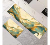 Kitchen Rug Washable Non-slip Kitchen Mat Set 2 Pieces, Super Absorbent Hallway Runner Rug, Quick Drying Floor Mat Carpet Runners for Home Decor Office, Laundry Room Stone 90x140cm+90x270cm 1-810