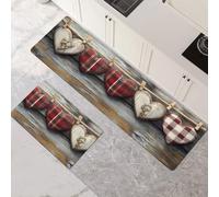 Kitchen Rug Washable Non-slip Kitchen Mat Set 2 Pieces, Super Absorbent Hallway Runner Rug, Quick Drying Floor Mat Carpet Runners for Home Decor Office, Laundry Room Wooden 40x60cm+40x120cm 1-688