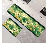 Kitchen Rug Washable Non-slip Kitchen Mat Set 2 Pieces, Super Absorbent Hallway Runner Rug, Quick Drying Floor Mat Carpet Runners for Home Decor Office, Laundry Room Plants 50x80cm+50x150cm 1-702