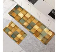 Kitchen Rug Washable Non-slip Kitchen Mat Set 2 Pieces, Super Absorbent Hallway Runner Rug, Quick Drying Floor Mat Carpet Runners for Home Decor Office, Laundry Room Wooden 50x80cm+50x150cm 1-638