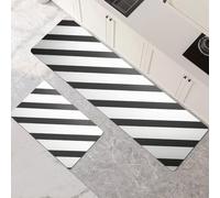Kitchen Rug Washable Non-slip Kitchen Mat Set 2 Pieces, Super Absorbent Hallway Runner Rug, Quick Drying Floor Mat Carpet Runners for Home Decor Office, Laundry Room Stripe 40x60cm+40x120cm 1-680