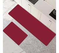 Kitchen Rug Washable Non-slip Kitchen Mat Set 2 Pieces, Super Absorbent Hallway Runner Rug, Quick Drying Floor Mat Carpet Runners for Home Decor Office, Laundry Room Red 40x60cm+40x120cm 1-828